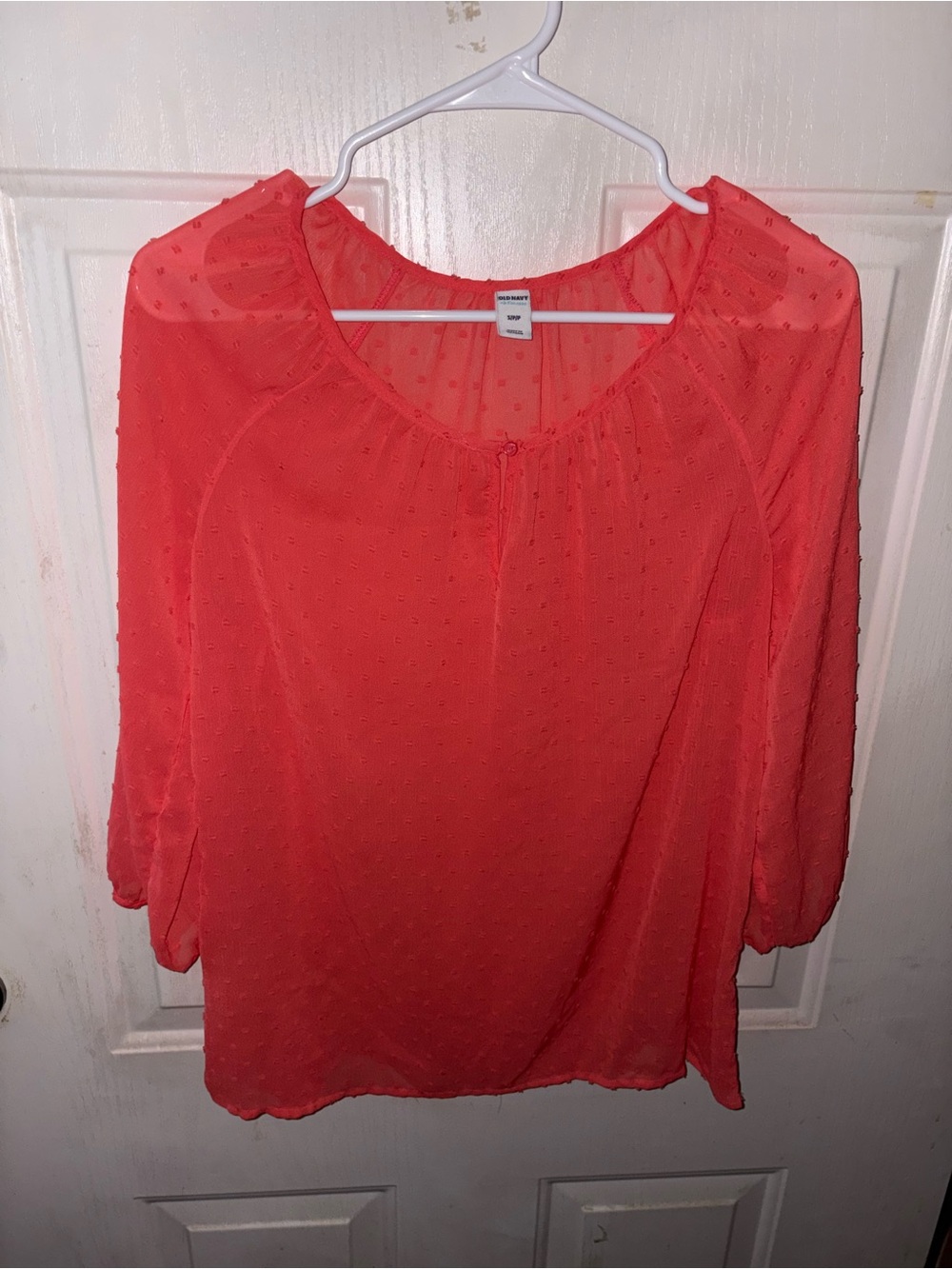 Old Navy Coral Dot Peasant Blouse - Women Tops